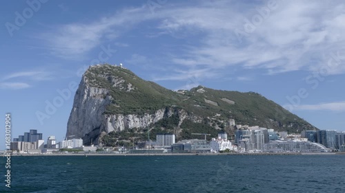Gibraltar with its airport and part of the skyline as seen from La Linea de la Concepcion in Spain.