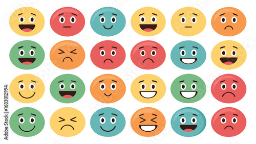 Capturing diverse emotions with a vibrant collection of expressive emoji faces for engaging digital content and communication projects