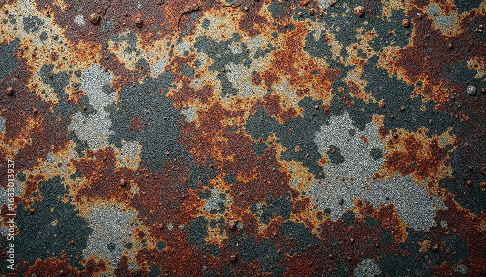Corroded metal surface with rust, mold, cracks, and weathered decay
Corroded metal surface with rust, mold, cracks, and weathered decay