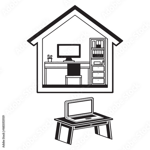 Modern Home Office Environment and Remote Work