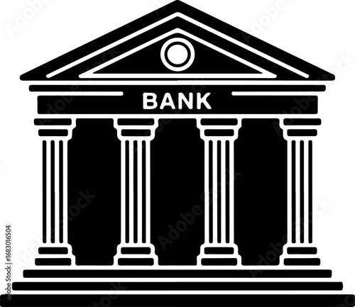 Bank building silhouette vector illustration