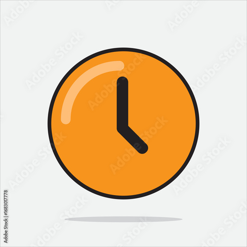 Time Clock Icon in Modern Style for Schedule Deadline and Office Design
