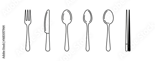 White cutlery set on black background