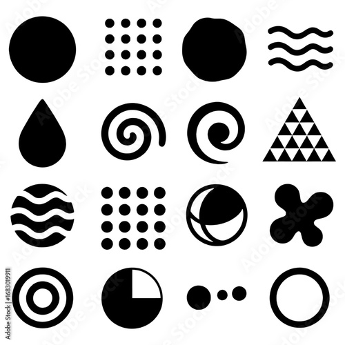 Geometric Abstraction: A study in contrasts - a clean, minimalistic collection of black geometric shapes offering a visually appealing aesthetic