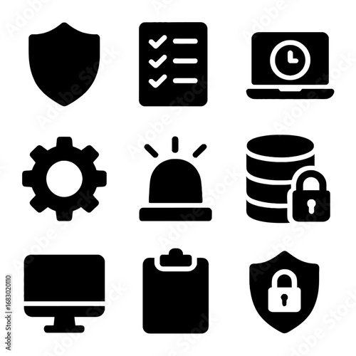 Cyber Security Icon Collection: A curated set of vector icons representing essential elements of cyber security. 