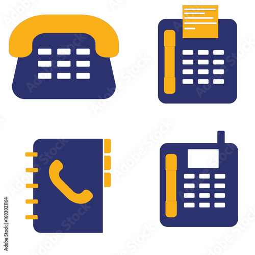 Collection of vintage and modern telecommunication devices isolated on transparent background