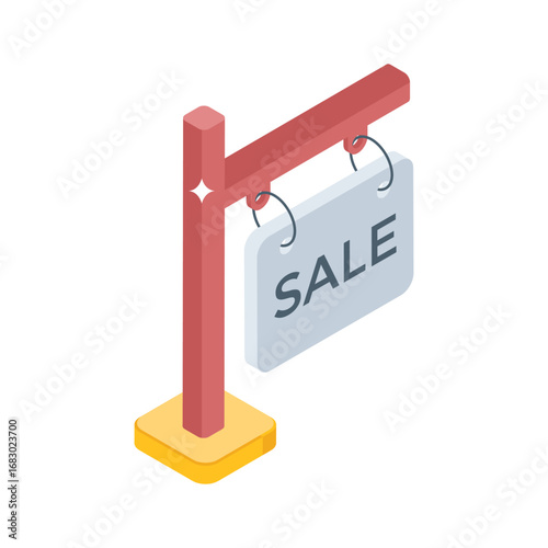 Trendy isometric icon of house for sale board