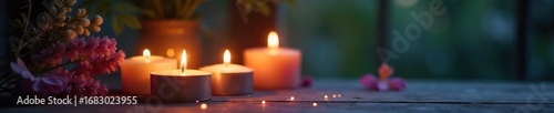 Serene candles illuminate a tranquil space, creating a calming atmosphere perfect for a spiritual evening Ideal for meditation, yoga, or mindful reflection , soul searching, energy, healing