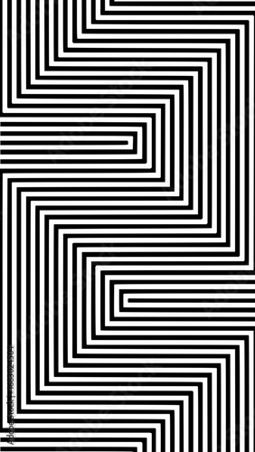 Dynamic optical illusion pattern with bold black and white geometric lines creates modern abstract art