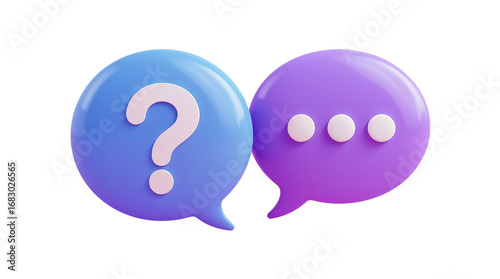 3d icon of question and speech bubbles isolated on transparent background