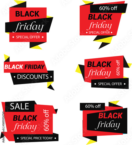 Black Friday Sale Tags Vector
