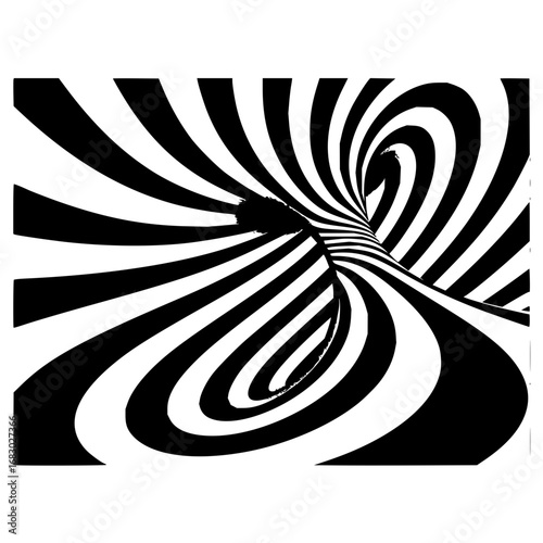 Hypnotic black and white spiral vortex creates mesmerizing optical illusion