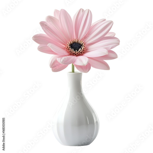Elegant Pink Flower Cutout on White Background
