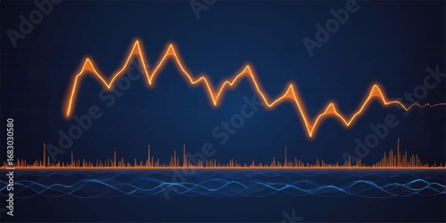 Abstract EKG cardiogram shows a rhythmic, healthy heartbeat represented by a pulse line on a medical monitor