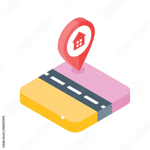 Well designed isometric icon of accurate home location