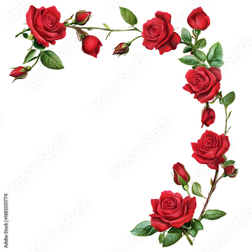 Romantic Red Roses Floral Border for Elegant Designs