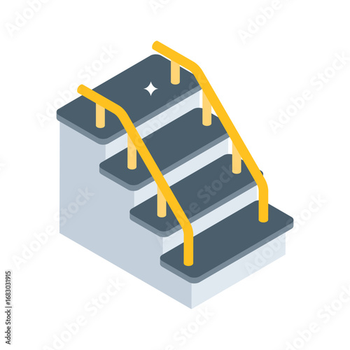 Trendy isometric icon of indoor staircase design