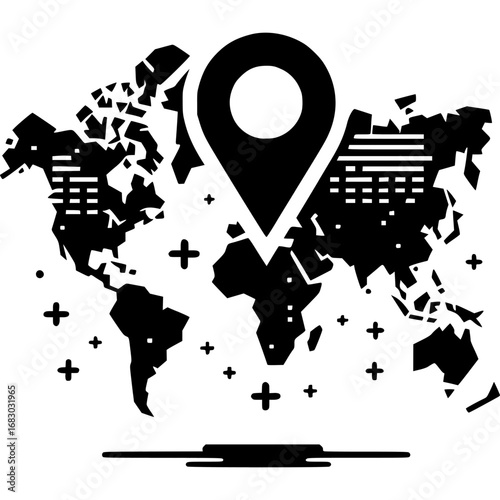 Global Location Marker: A visually compelling depiction of a location marker overlaid onto a world map, symbolizing pinpoint accuracy.