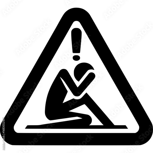 Mental Distress: A poignant symbol of emotional anguish and psychological vulnerability, captured within a stark triangular warning sign, evoking a sense of caution and empathy.