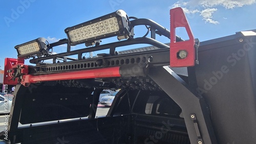 Off-Road Vehicle with Extra Lights and Tracks

