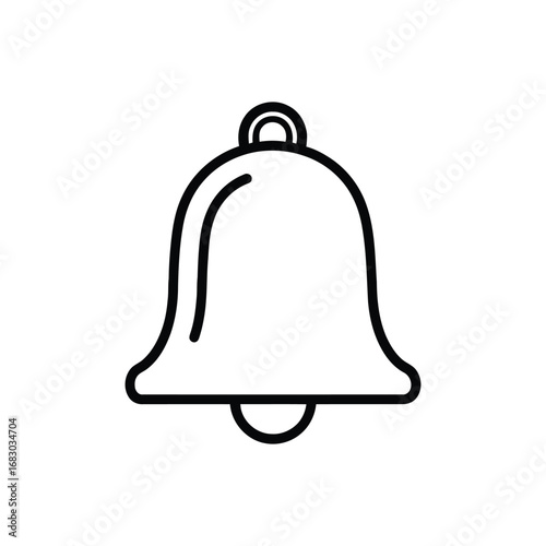 Notification bell icon in a minimalist line art style. A simple vector graphic for web alerts, reminders, and user interface design