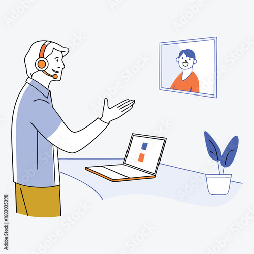 Work Group Video Conference Illustration