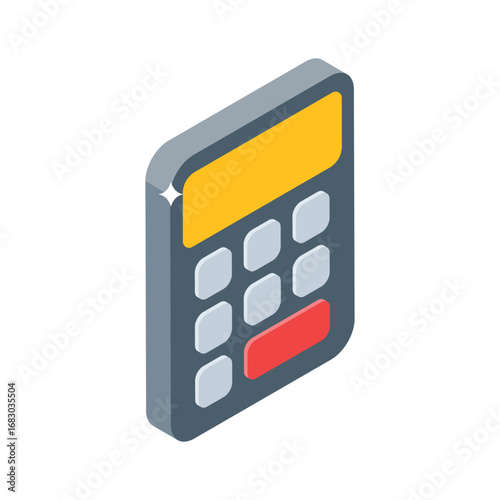 Easy to edit isometric icon of property calculator