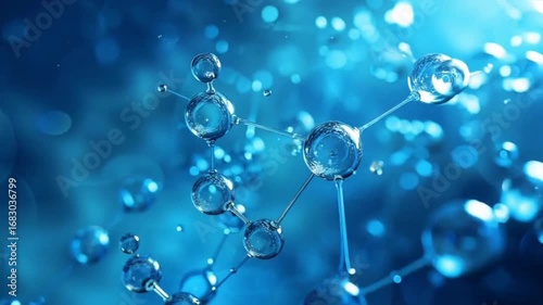 Abstract Molecular Structure with Glowing Blue Connections – Scientific Chemistry and Biotechnology Concept