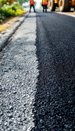 Wallpaper Mural Road under construction with fresh asphalt and gravel Torontodigital.ca