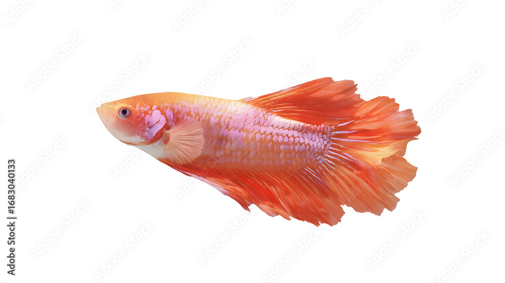 Obraz premium Orange Betta Fish, isolated on transparent background