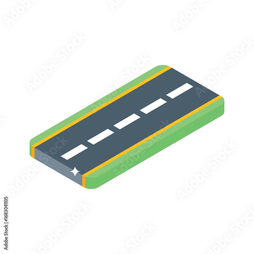 Easy to edit isometric icon of paved road