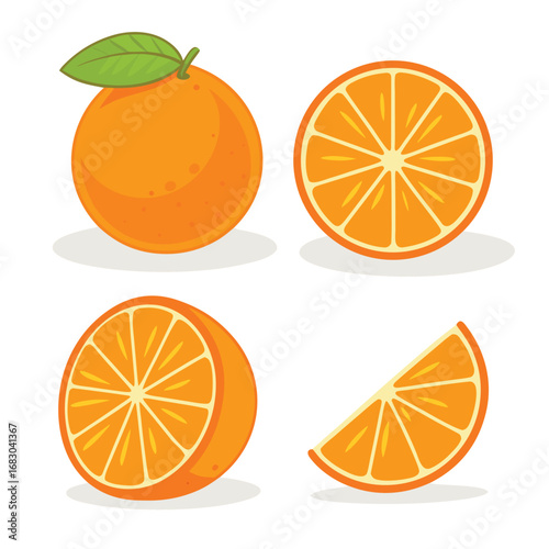 Whole orange half orange slice wedge orange fruit citrus