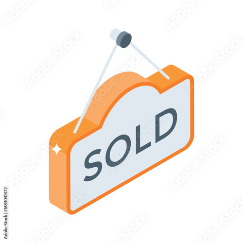 Well designed isometric icon of sold property sign