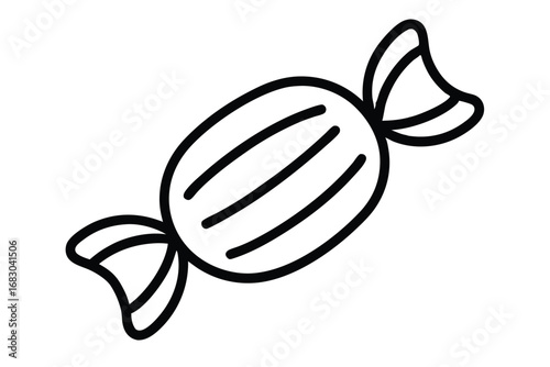 Minimalist line art icon of a delicious wrapped sugary candy treat