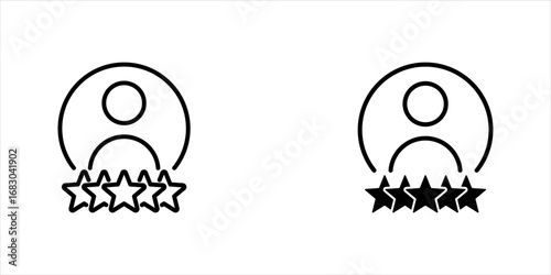 Business rank line icon set. Employee nomination sign. Human rating symbol. Quality design element. Editable stroke. Linear style human rating icon. Vector