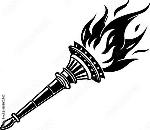 torch with fire silhouette vector illustration