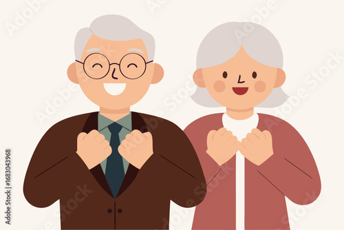 Happy Elderly Couple Cartoon Illustration Celebrating Together, for Retirement Joy