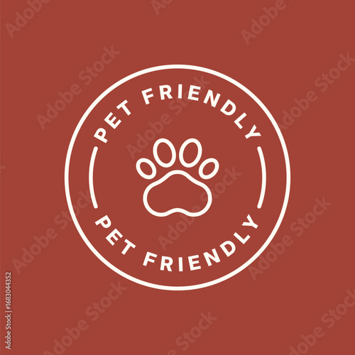 Pet friendly round outline vector seal