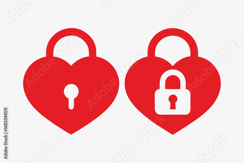 Love and Security Heart-Shaped Lock Icons for Trust & Protection