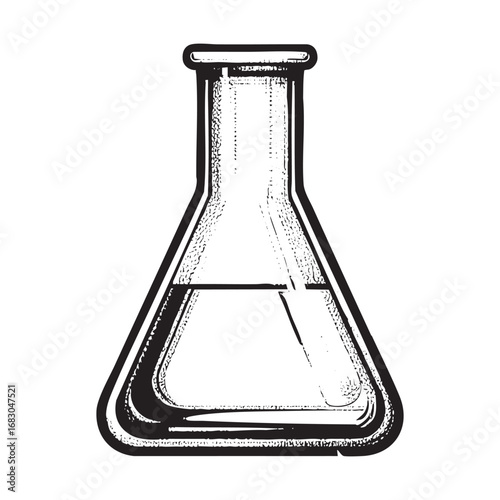 Hand drawn of erlenmeyer	in the old ink style