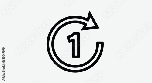 Vector illustration of clockwise arrow circling number one