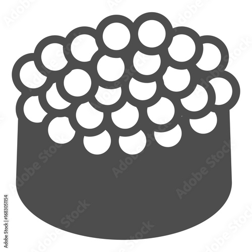 Jar with caviar solid icon, japanese food concept. Vector graphics.  Caviar sushi roll, seafood sign on white background, glyph style icon for mobile or web design.