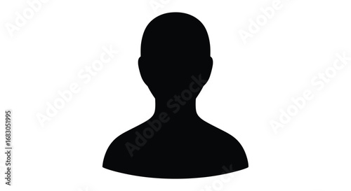 Vector illustration of black silhouette of a persons head and shoulders