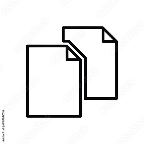 Copy file thin line vector icon illustration. A minimalist graphic symbol of duplicate pages or documents for a digital interface