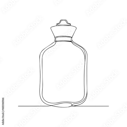 Minimalist Hot Water Bottle Outline for Wellness Blogs, Home Comfort Articles, Self-Care Websites, and Health Awareness Content