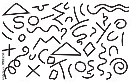 Abstract geometric shapes on white page