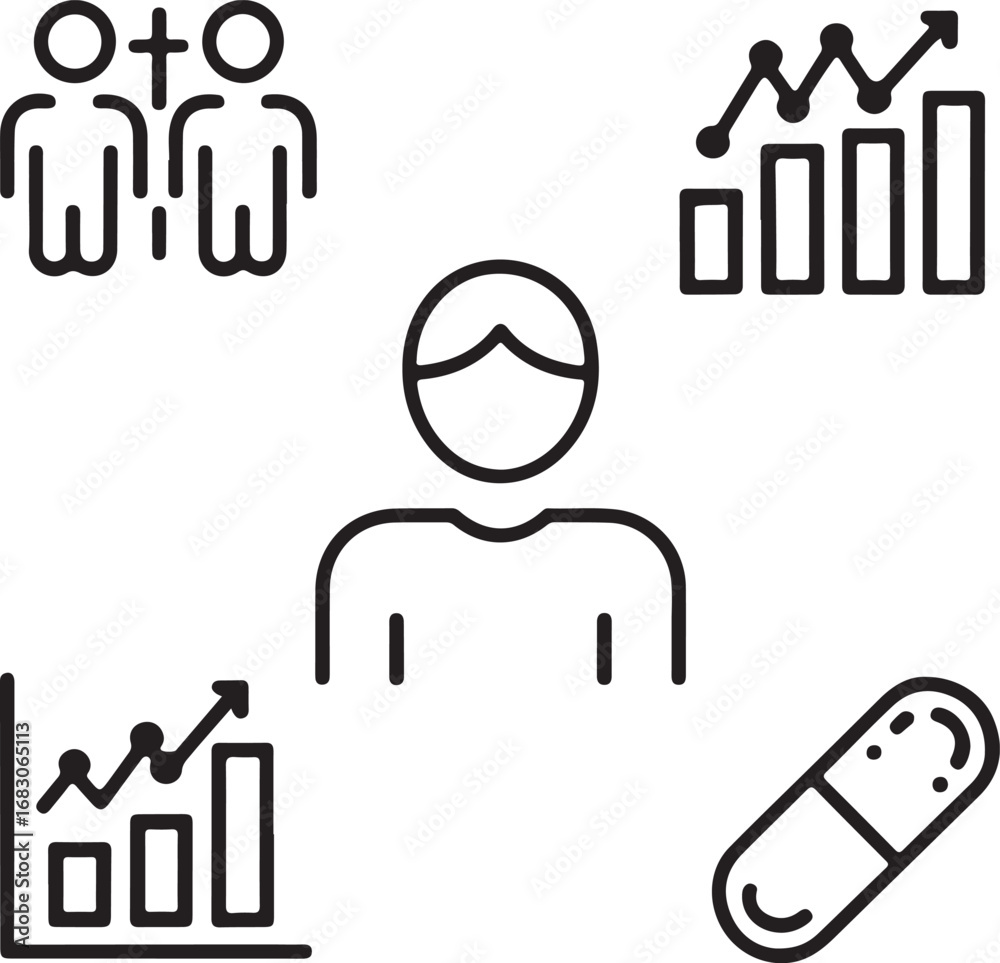 Fototapeta premium Medical Research and Healthcare Analytics Icon Set