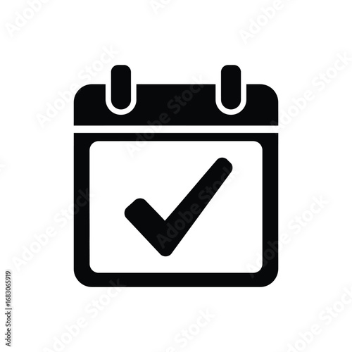 Calendar Checkmark Icon Schedule, Planning, Organization, Task Completion, Event Reminder