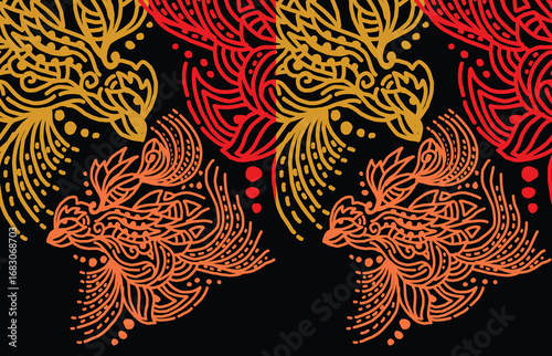 seamless pattern abstract tribal ornament design illustration with bird shape
