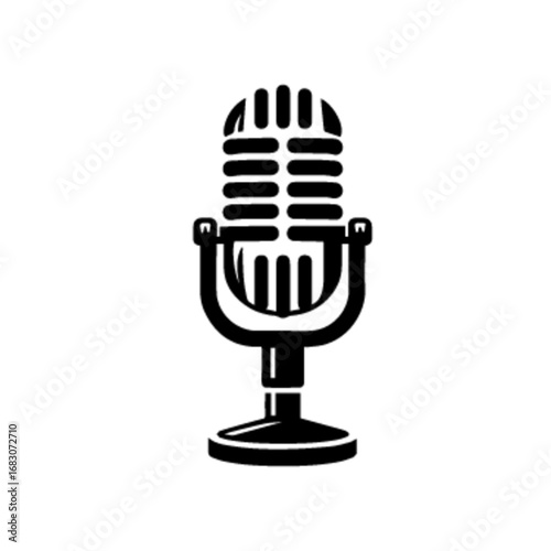 Retro Vintage Studio Broadcast Microphone Vector Illustration